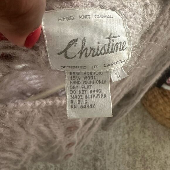 Christine Vintage Hand Knit Wool Blend Cardigan Sweater S - Picture 7 of 7